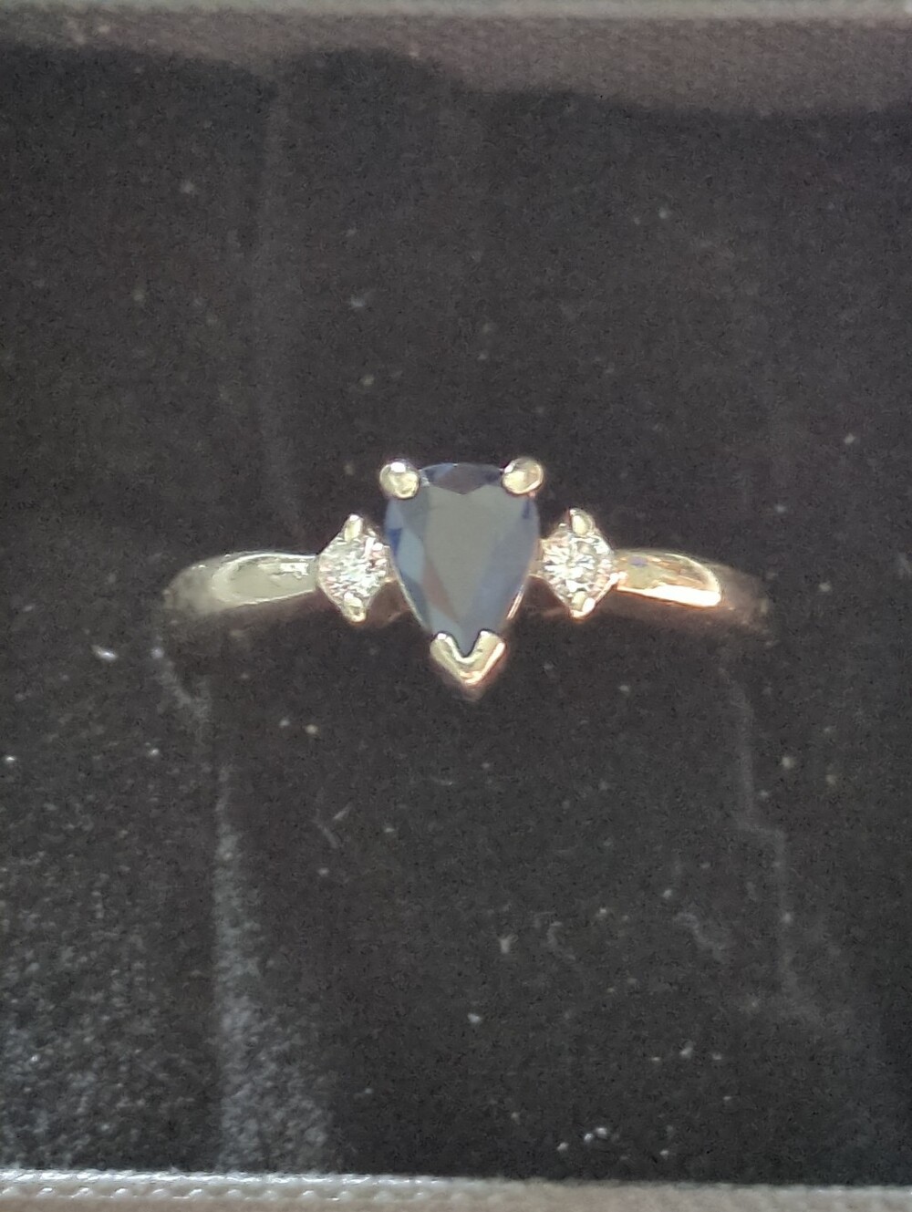 😍 Beautiful ! 1.10 ct. 14k WG Dark Blue Sapphire and Diamond Ring SIZE 7